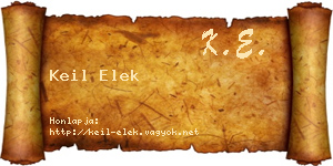 Keil Elek névjegykártya